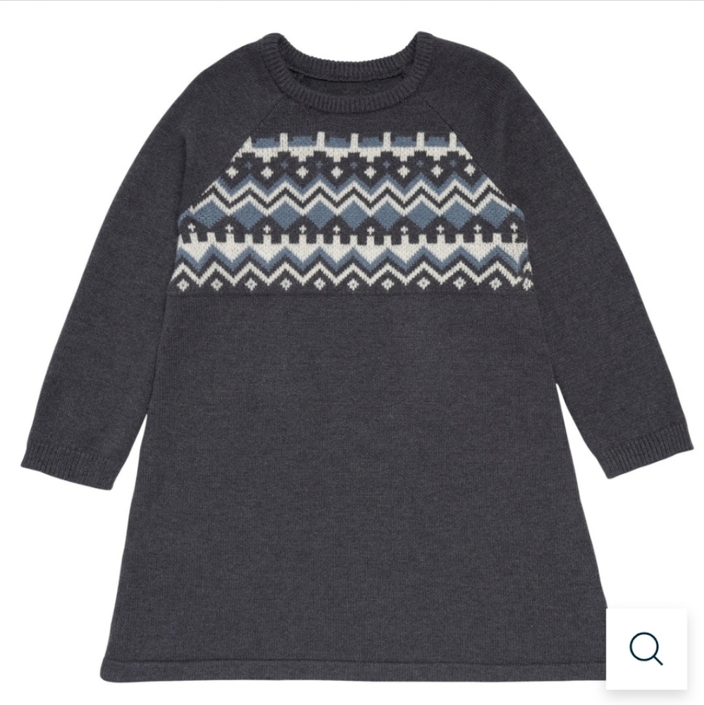 Modern Moments Gerber Sweater Dress Fair Isle Gray Blue Holiday Cozy Size 4T NEW